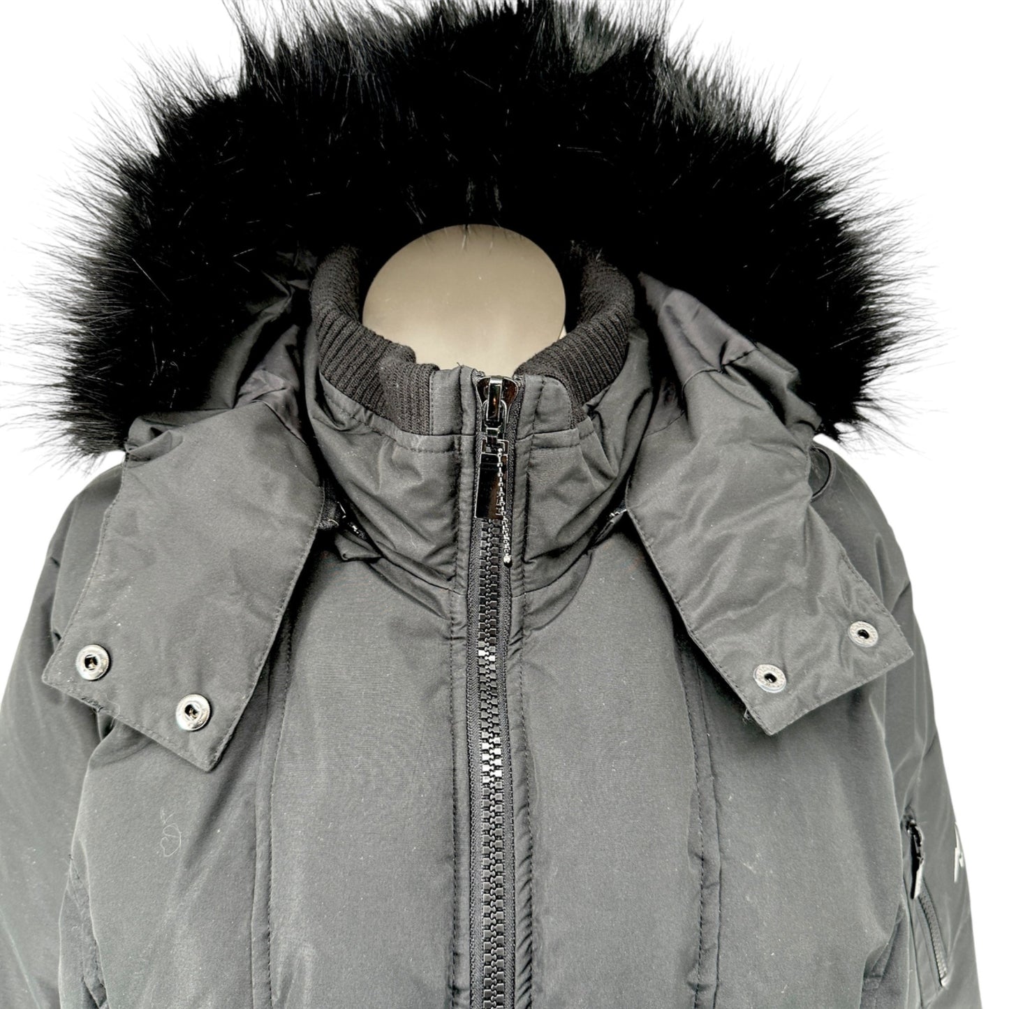 HFX Winter Parka Coat Womens 1X Black Detachable Hood Faux Fur Trim