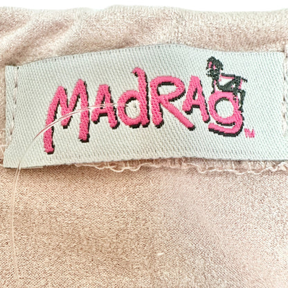 Madrag Midi Skirt Womens L Pink Suede Unique Kick Pleat Design Poly Spandex NWT