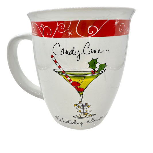Candy Cane Holiday Martini Mug 12 Oz By Kane Home White Red Ceramic Festive
