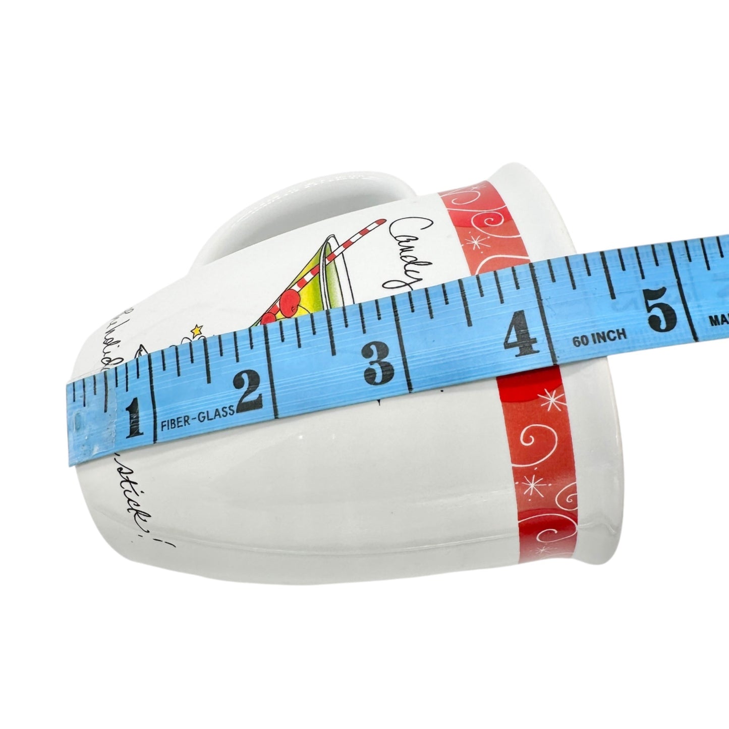 Candy Cane Holiday Martini Mug 12 Oz By Kane Home White Red Ceramic Festive