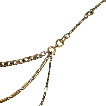 Chloe + Isabel 3 Part Convertible Necklace Crystals Brass Leaf EUC