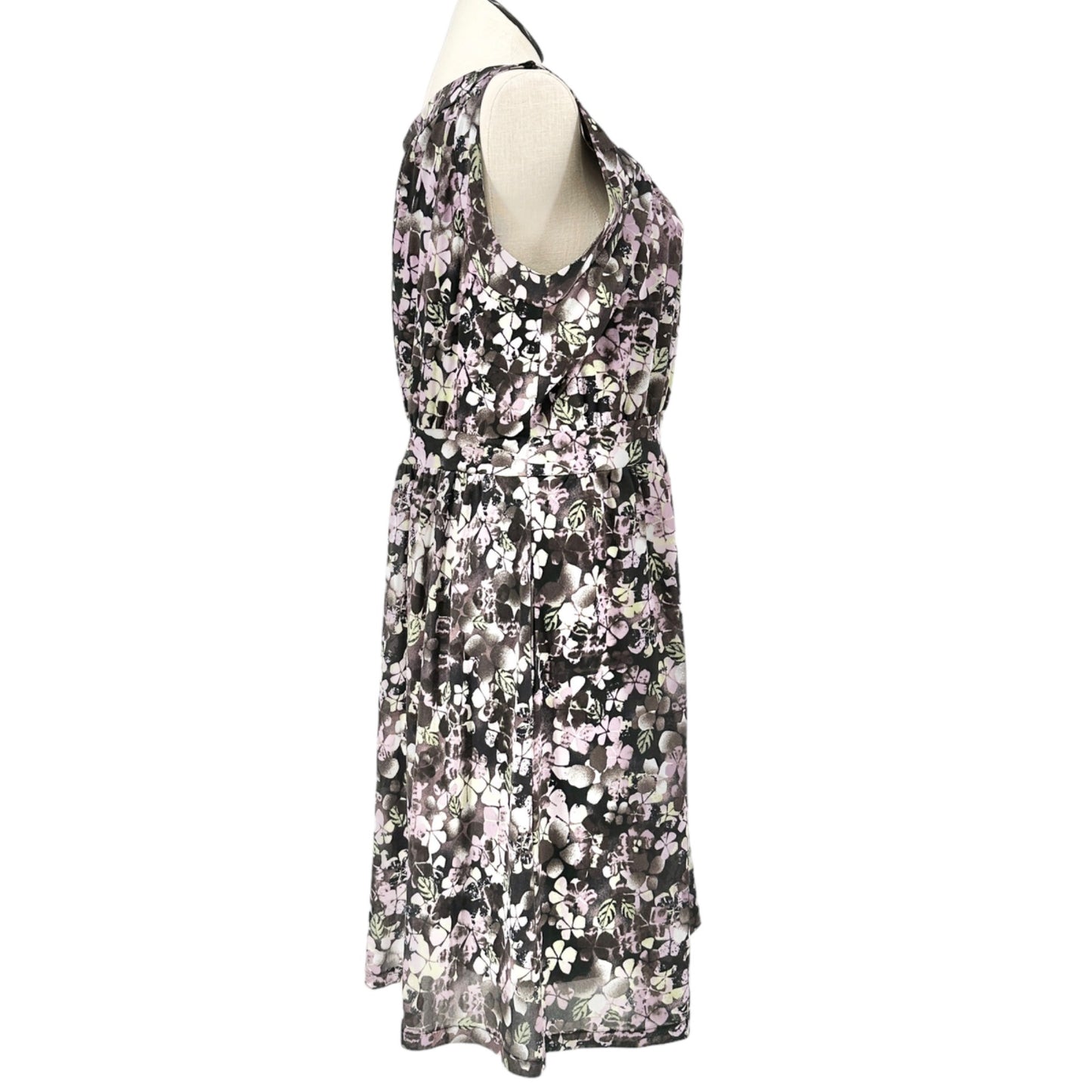 Jones New York Dress Womens 2X Multicolor Floral Tank Midi Pockets EUC