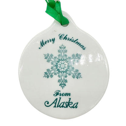 Merry Christmas from Alaska Ceramic Disc Ornament  2.75"