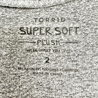 Torrid 2 Sweater Super Soft Plush Gray w Pearl Silver Bead Embellishments 18/20