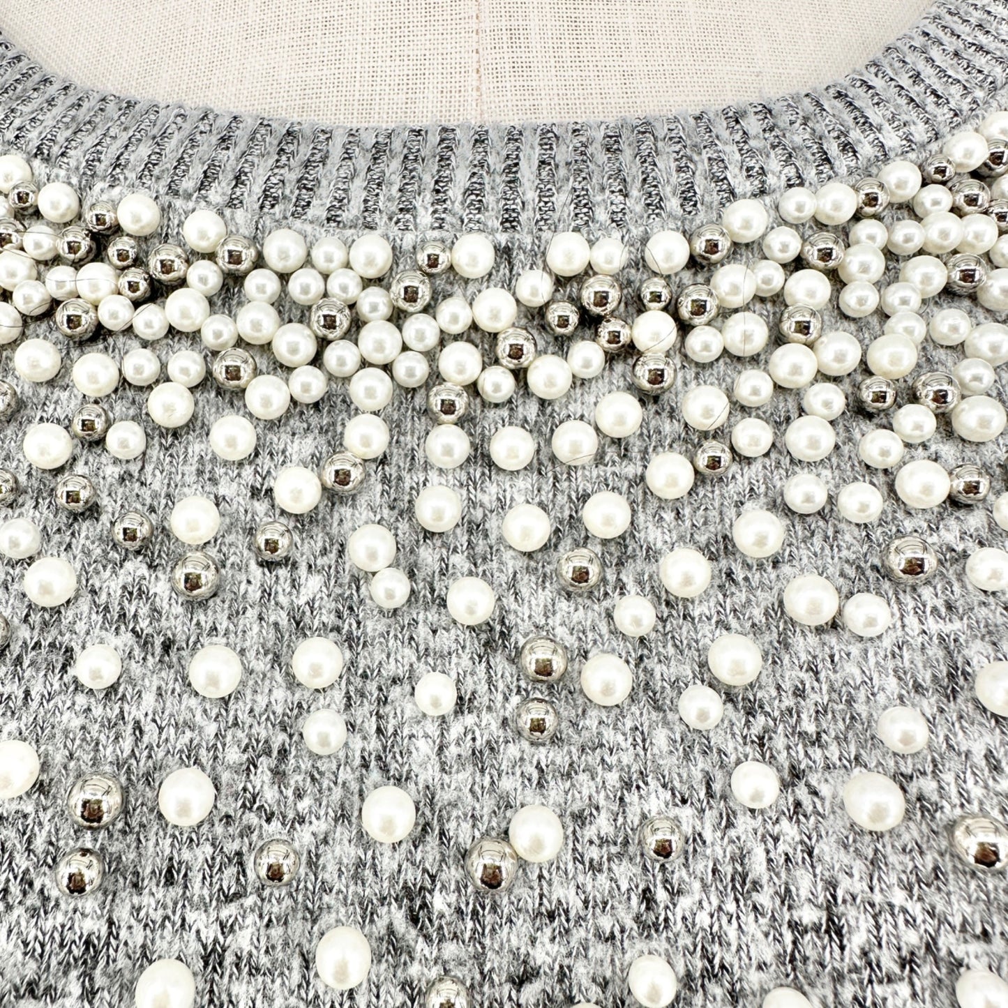 Torrid 2 Sweater Super Soft Plush Gray w Pearl Silver Bead Embellishments 18/20