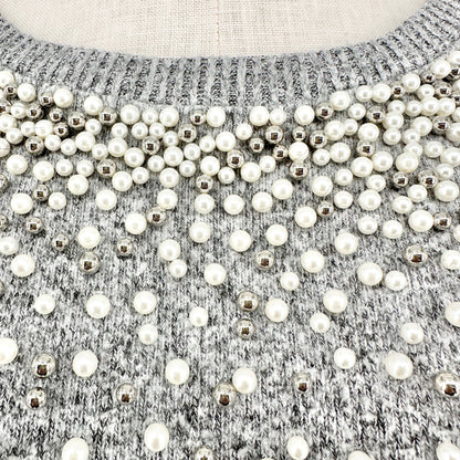 Torrid 2 Sweater Super Soft Plush Gray w Pearl Silver Bead Embellishments 18/20
