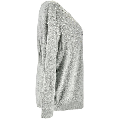 Torrid 2 Sweater Super Soft Plush Gray w Pearl Silver Bead Embellishments 18/20