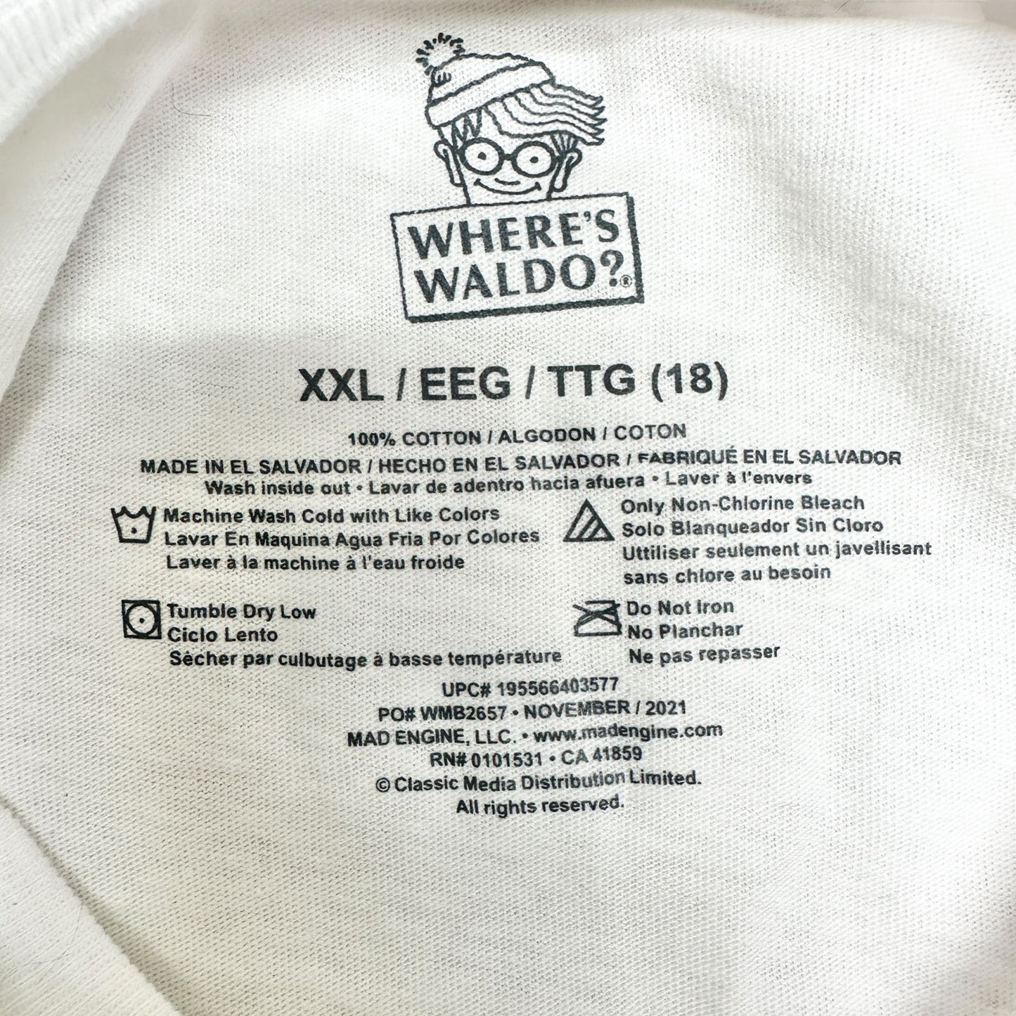 Wheres Waldo? T-Shirt XXL (18) Hide & Seek Champion White SS Cotton