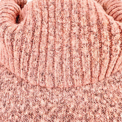 New Directions Curvy Womens 2X Asymmetrical Hem Cowl Neck Sweater In Rose Pink