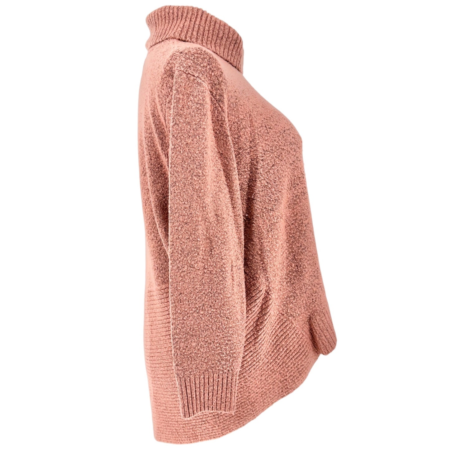 New Directions Curvy Womens 2X Asymmetrical Hem Cowl Neck Sweater In Rose Pink