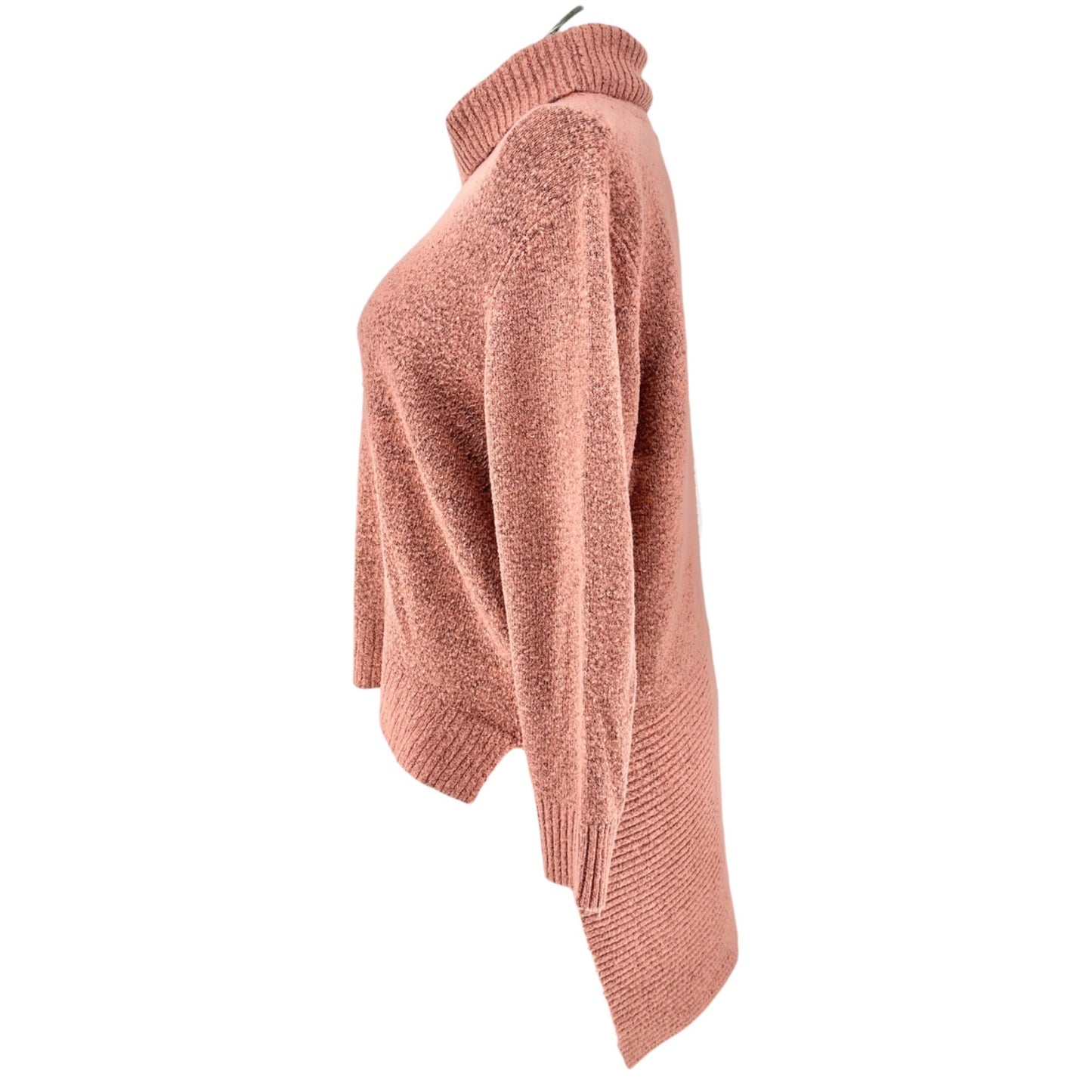 New Directions Curvy Womens 2X Asymmetrical Hem Cowl Neck Sweater In Rose Pink