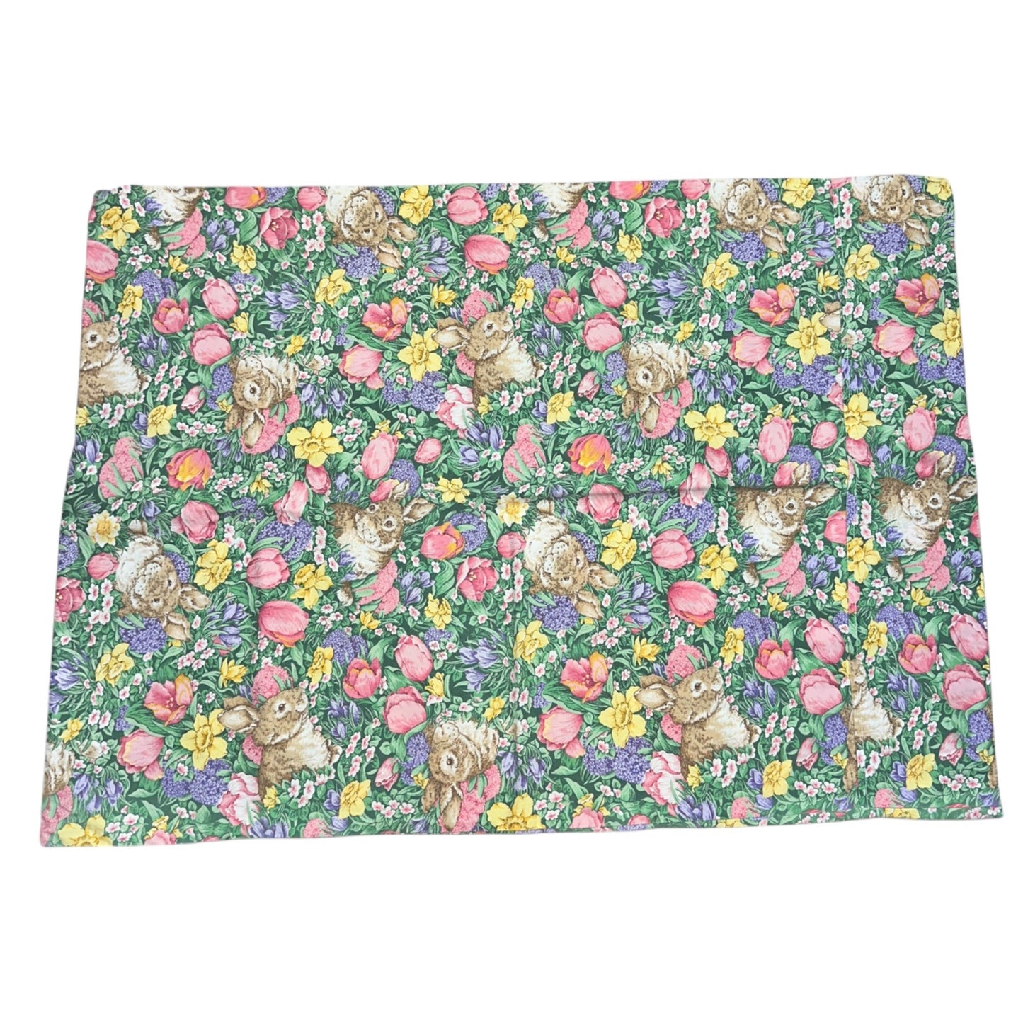 Handmade Pillowcase Floral Bunny Garden Spring Easter 32.5" x 23.25"