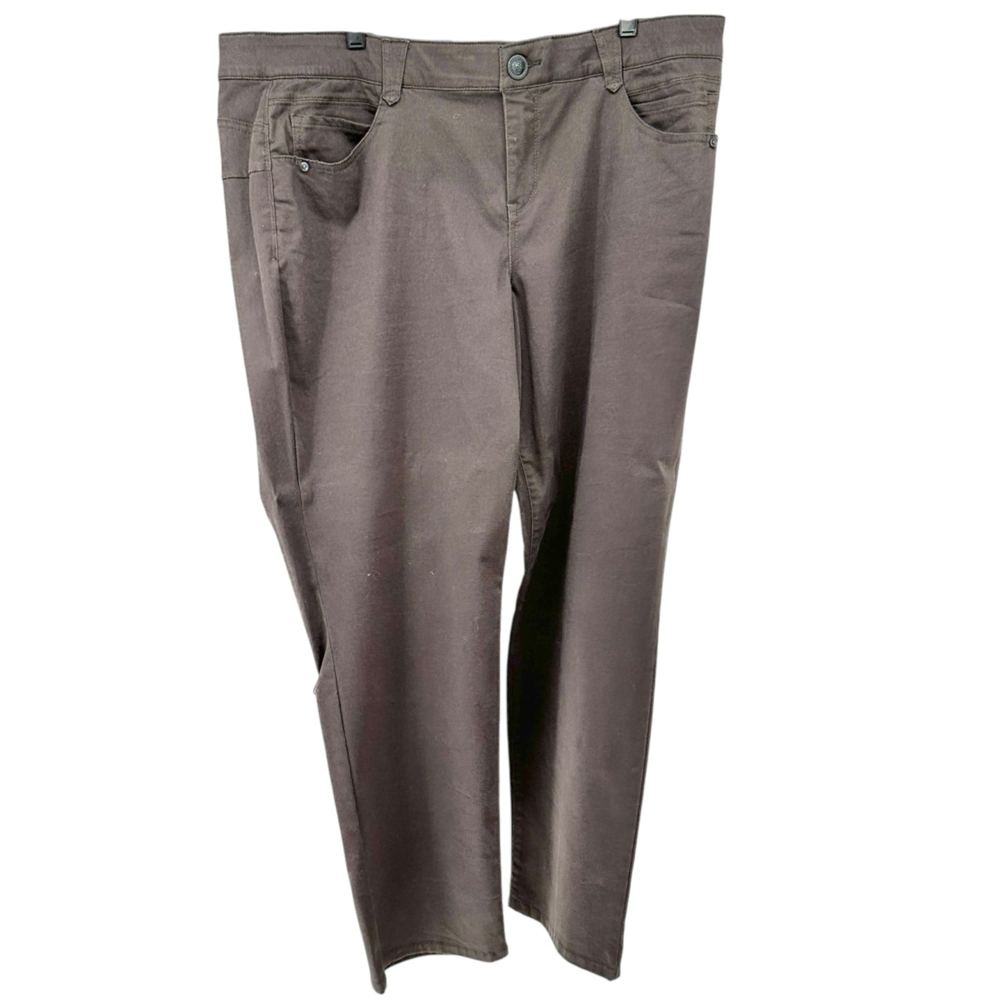 Democracy AbSolution Pants Womens 20W Brown Cotton Blend Stretch Tapered Fit