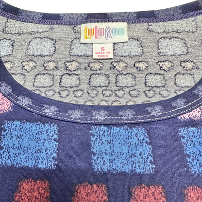LuLaRoe Retired Julia Dress S Blue Multicolor Geometric Print SS Form Fit NWT