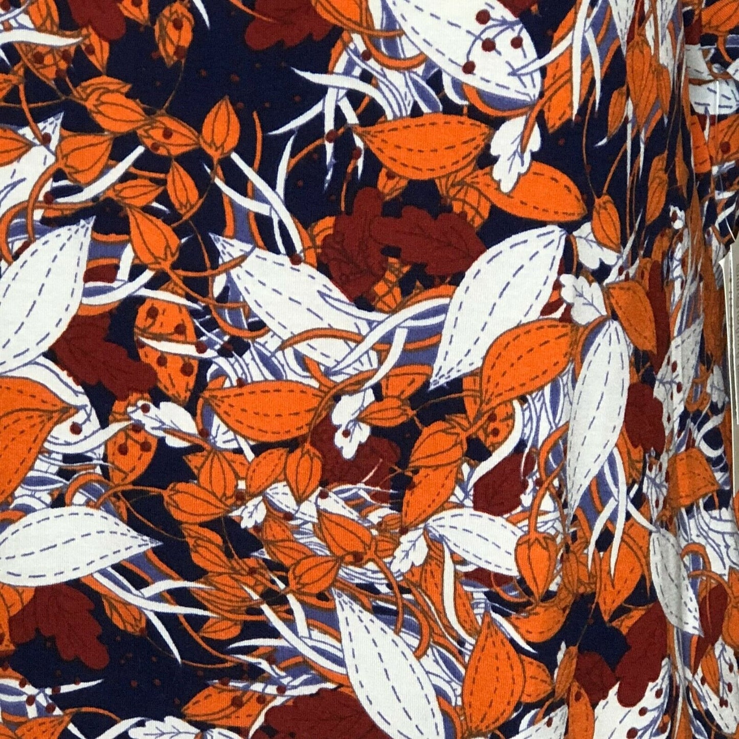 LuLaRoe Classic T Women's Medium Top Orange White Red Leaves Navy Blue NWT