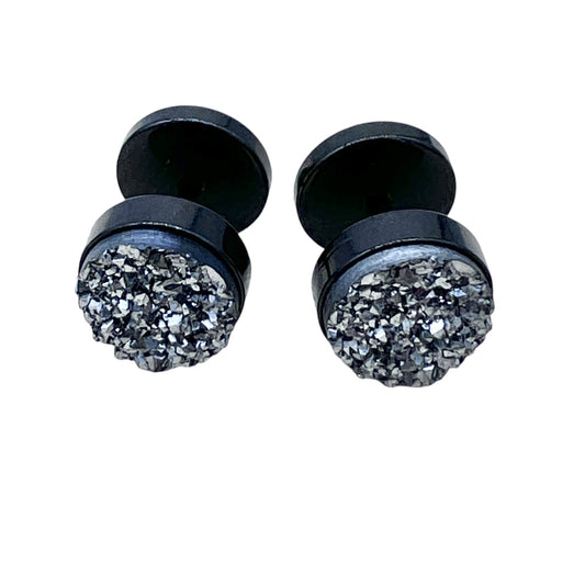 Black Crystal Cufflinks For Men Round Design Elegant and Stylish Formal Wear