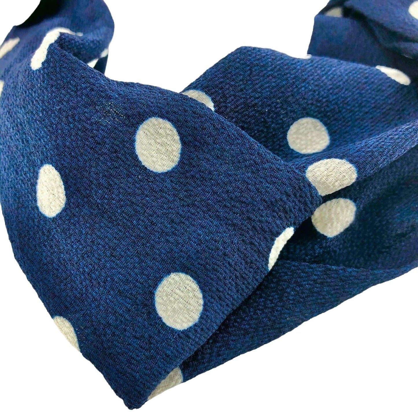 Headband Navy with White Dots Pattern NEW with mask buttons