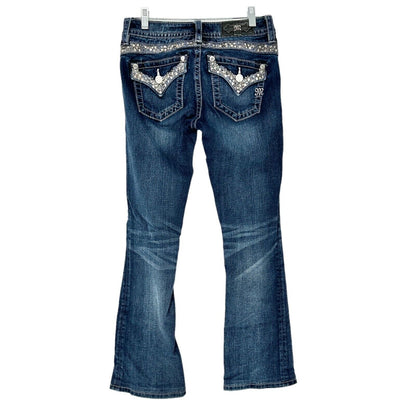Miss Me Jeans Women's 26 Mid-Rise Boot Cut 5 Pocket Embellished EUC