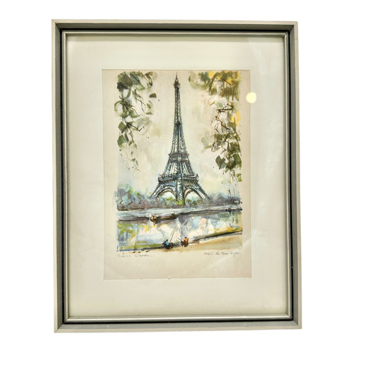 Framed Artwork Paris La Tour Eiffel By Marius Girard 9.5 X 7.5 Frame