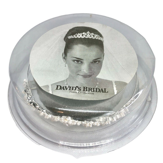 David's Bridal Wedding Tiara Silver Swarovski Crystals Pearls Bride