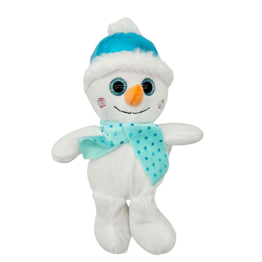 Walmart Snowman Plush Toy 10" With Blue Hat Scarf All Ages Polyester Fiber