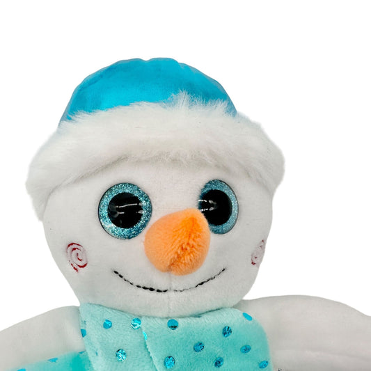 Walmart Snowman Plush Toy 10" With Blue Hat Scarf All Ages Polyester Fiber