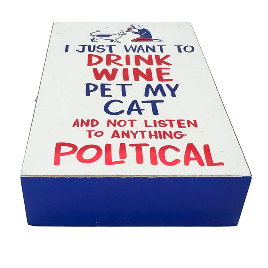 Patriotic Block Sign 5 x 3 x 1 Red White Blue Pet My Cat NWT