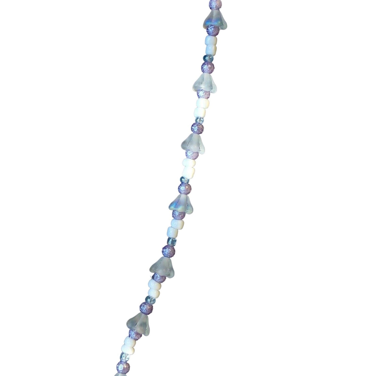 Handcrafted Beaded Necklace White Purple & Clear Beads Beautiful Jewelry NEW