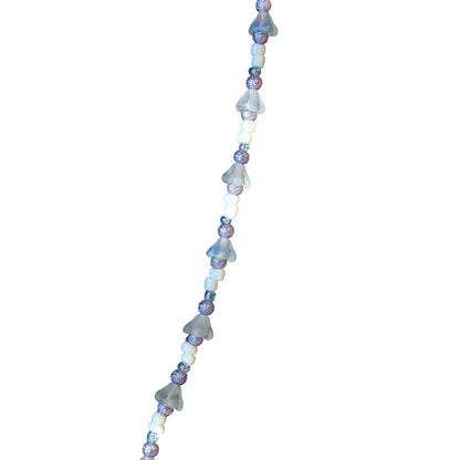 Handcrafted Beaded Necklace White Purple & Clear Beads Beautiful Jewelry NEW