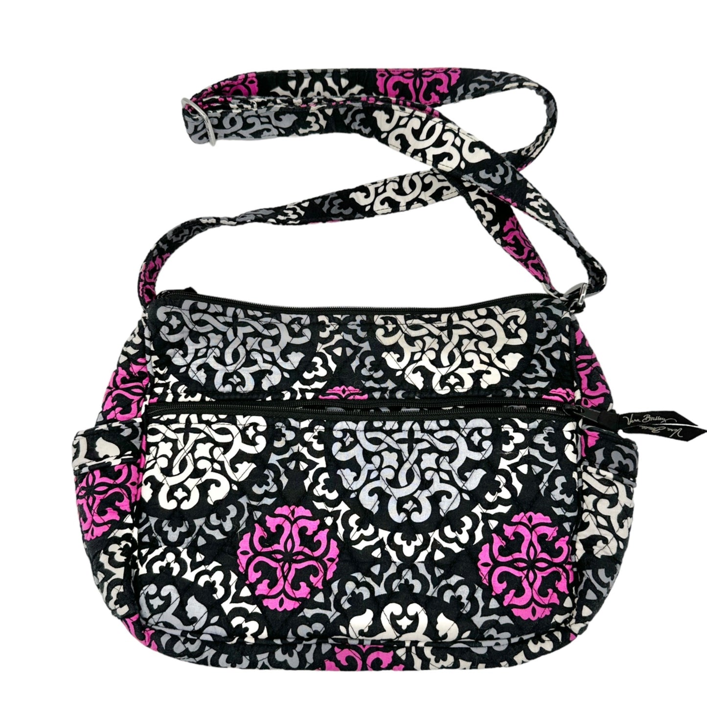 Vera Bradley Canterbury Magenta Crossbody Bag 11 x 8.5 x 4 Black White Magenta