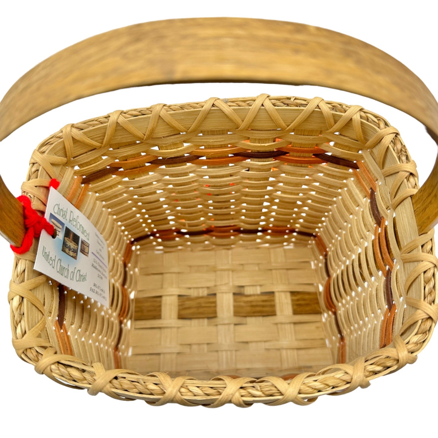 Handmade Basket Falling Leaves Square Shaped with Handle and Leaves Decoration on Front