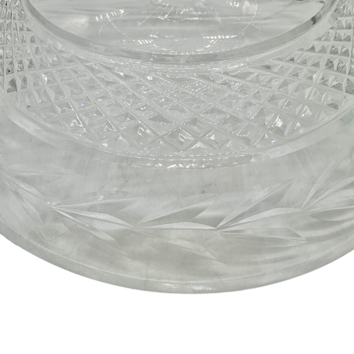 Vintage Crystal Candy Dish Leaves and Diamonds 6 x 4 EUC