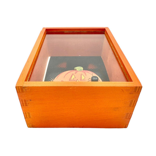 Halloween Handmade Shadow Box 7.5 x 5.5 x 3 in Orange Black Pumpkin