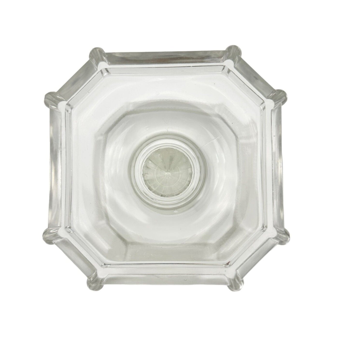 Vintage Art Deco Covered Pedestal Dish 12 x 8 Clear Glass Faceted Multi-Sided