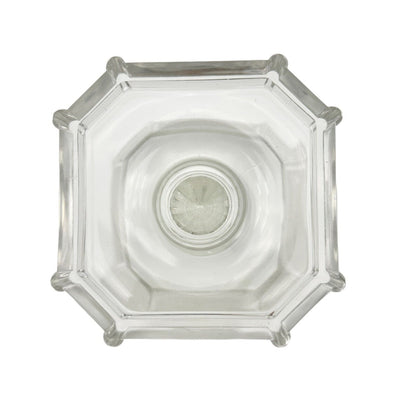 Vintage Art Deco Covered Pedestal Dish 12 x 8 Clear Glass Faceted Multi-Sided