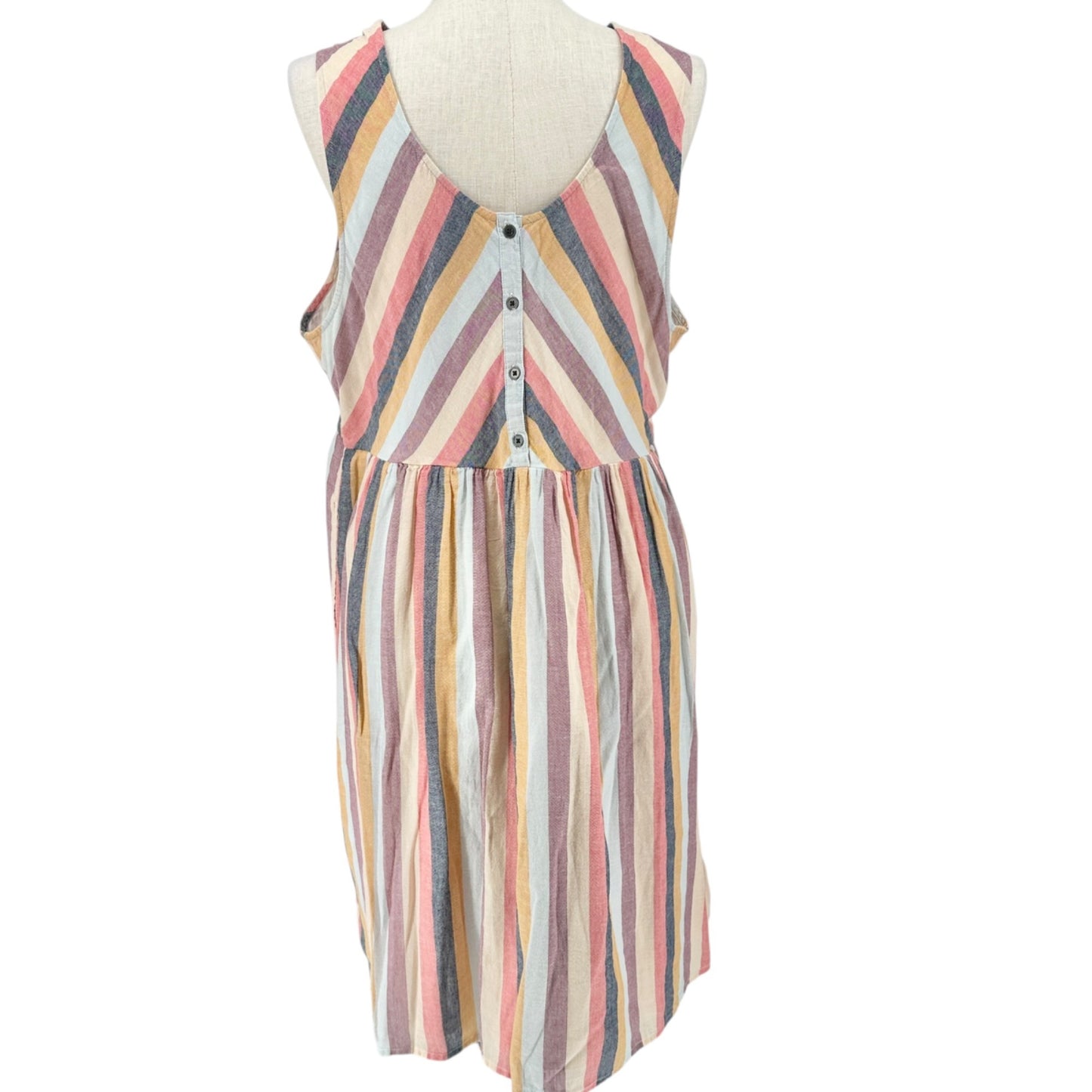 True Craft Dress 2X Multicolor Chevron Stripe Sleeveless w Pockets Cotton Lined