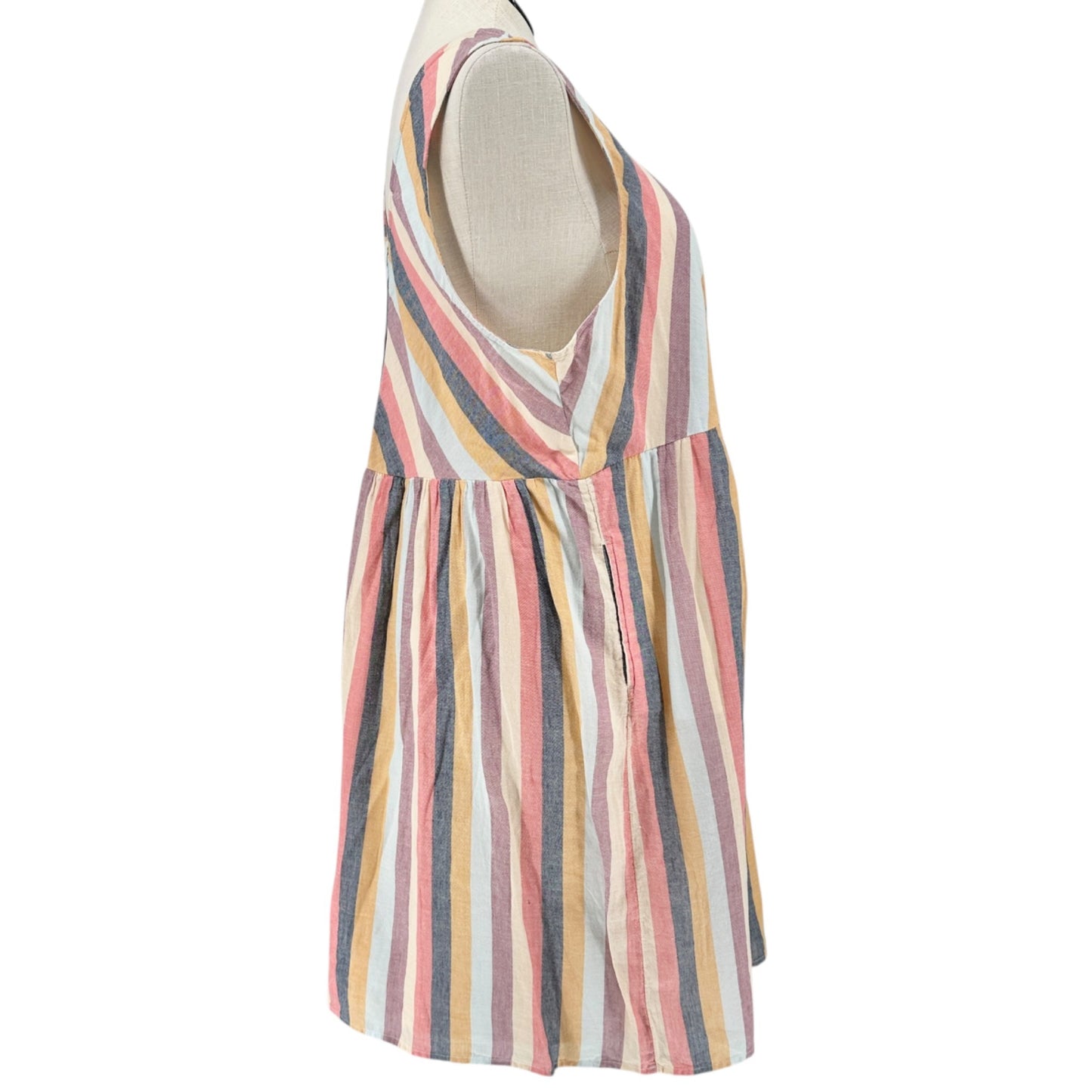 True Craft Dress 2X Multicolor Chevron Stripe Sleeveless w Pockets Cotton Lined