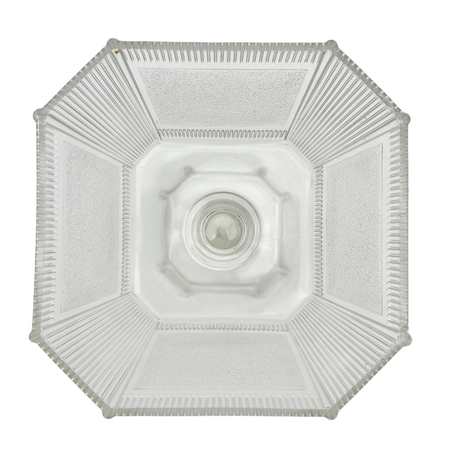 Vintage Art Deco Covered Pedestal Dish 12 x 8 Clear Glass Faceted Multi-Sided