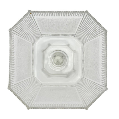 Vintage Art Deco Covered Pedestal Dish 12 x 8 Clear Glass Faceted Multi-Sided