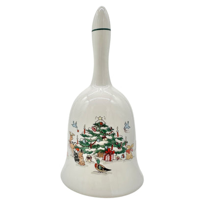 Christmas Ming Pao Woodland Ceramic Bell Festive Tree and Animals Design 6 inch
