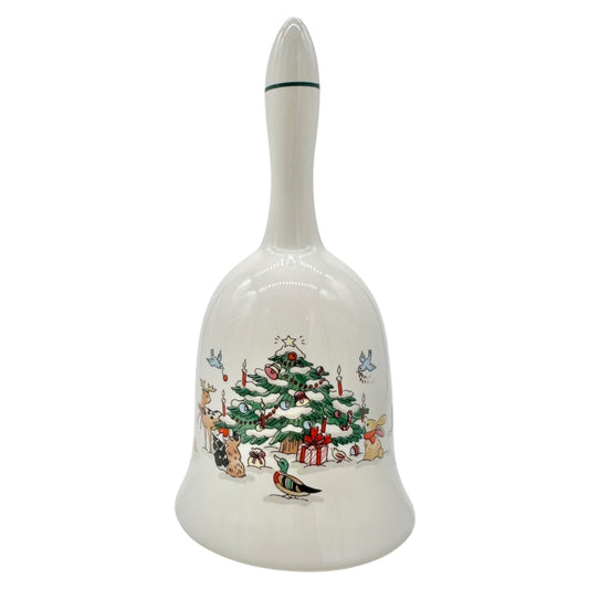 Christmas Ming Pao Woodland Ceramic Bell Festive Tree and Animals Design 6 inch