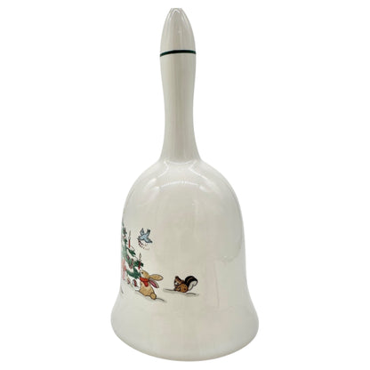 Christmas Ming Pao Woodland Ceramic Bell Festive Tree and Animals Design 6 inch