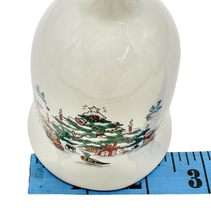 Christmas Ming Pao Woodland Ceramic Bell Festive Tree and Animals Design 6 inch