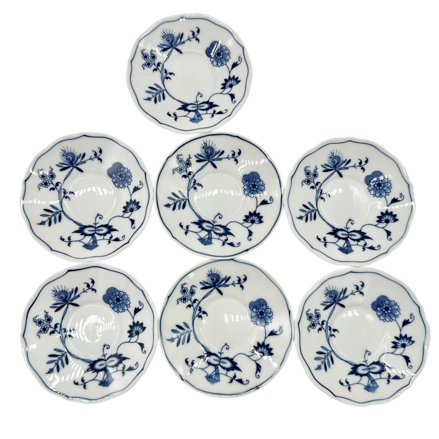 Blue Danube Japan Porcelain Demitasse Cups w Saucers Set Of 6 Blue White Floral