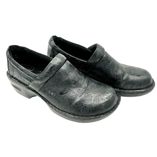 B.O.C. Peggy Clog Womens Size 8M Embossed Black Slip-On