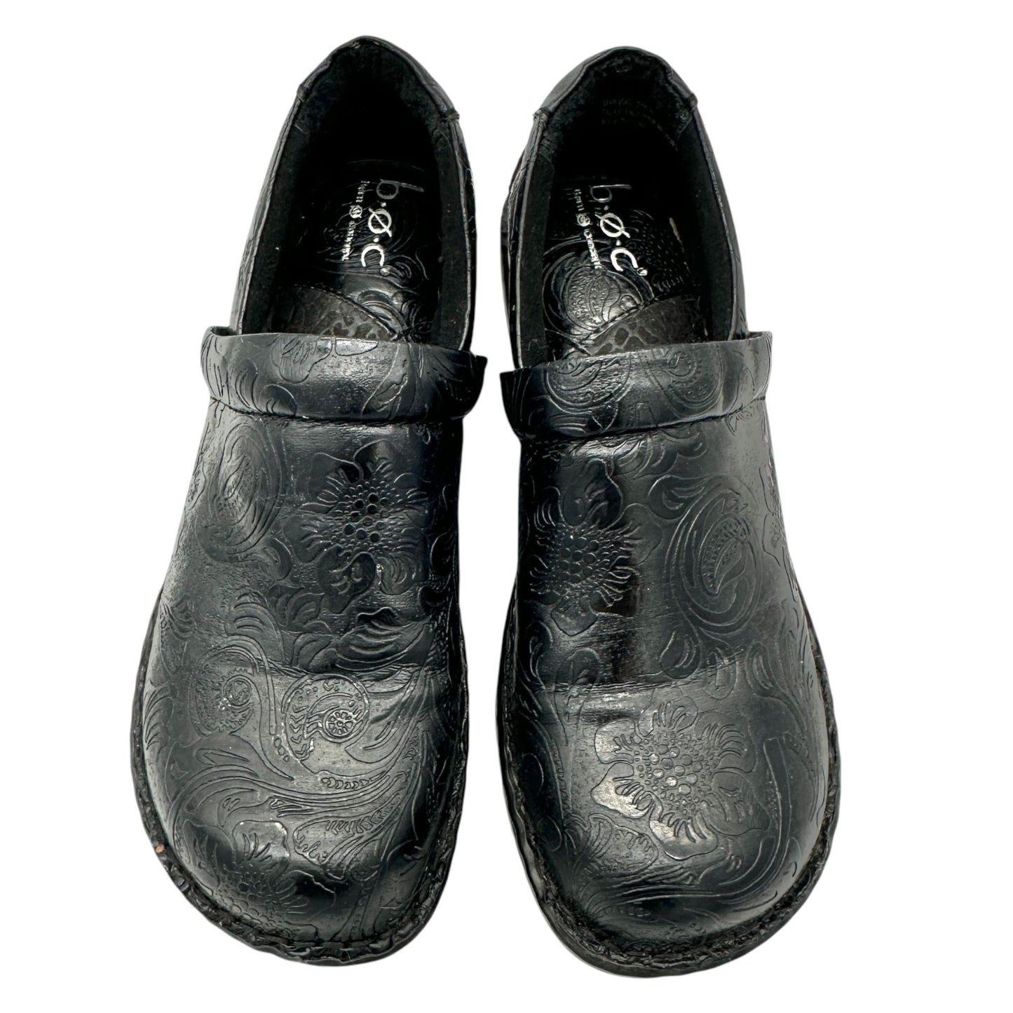 B.O.C. Peggy Clog Womens Size 8M Embossed Black Slip-On