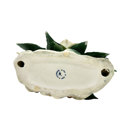Capodimonte Porcelain White Gardenia Floral Figurine Made In Italy 8x7x5 inches