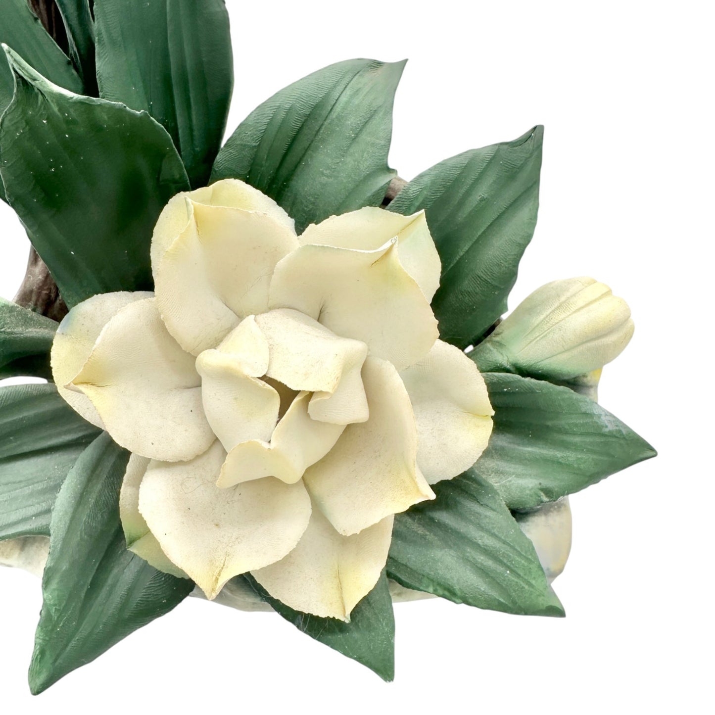 Capodimonte Porcelain White Gardenia Floral Figurine Made In Italy 8x7x5 inches