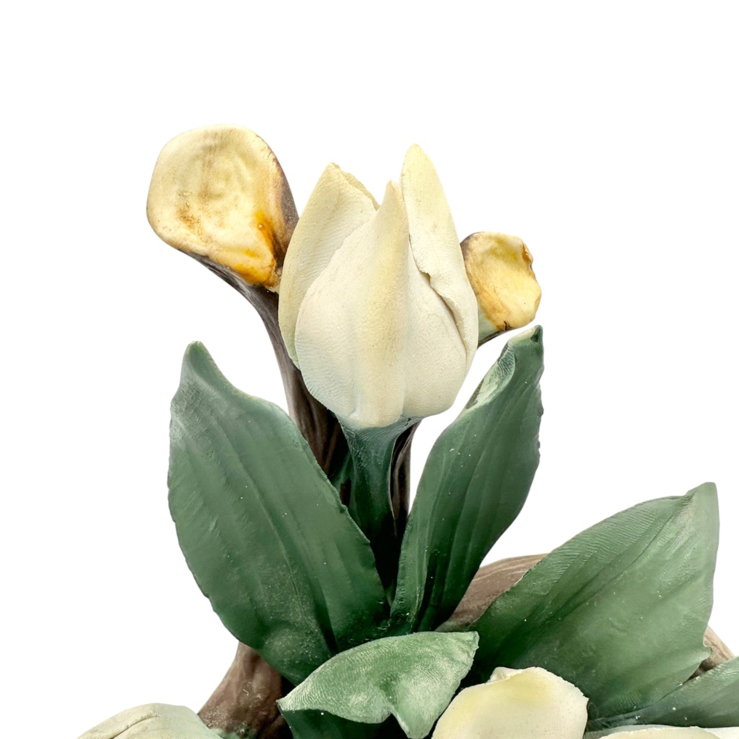 Capodimonte Porcelain White Gardenia Floral Figurine Made In Italy 8x7x5 inches