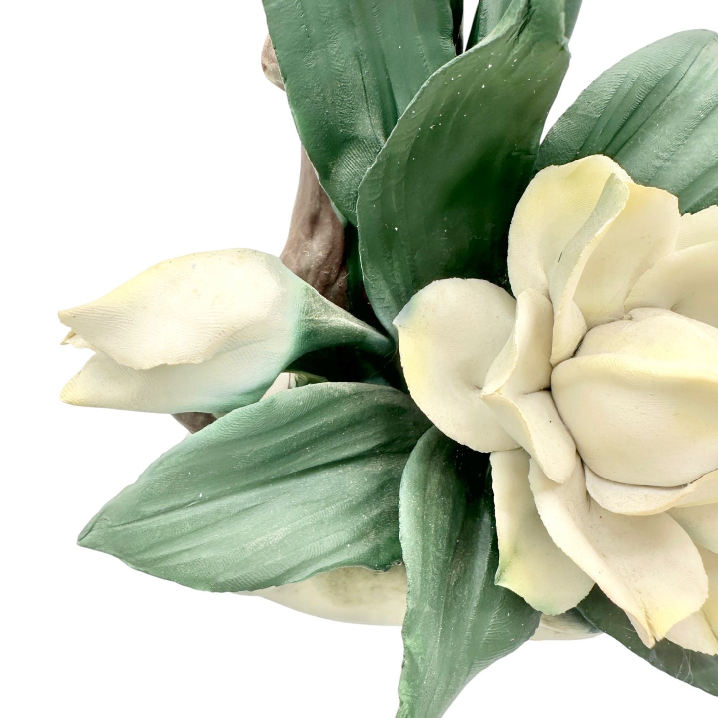 Capodimonte Porcelain White Gardenia Floral Figurine Made In Italy 8x7x5 inches